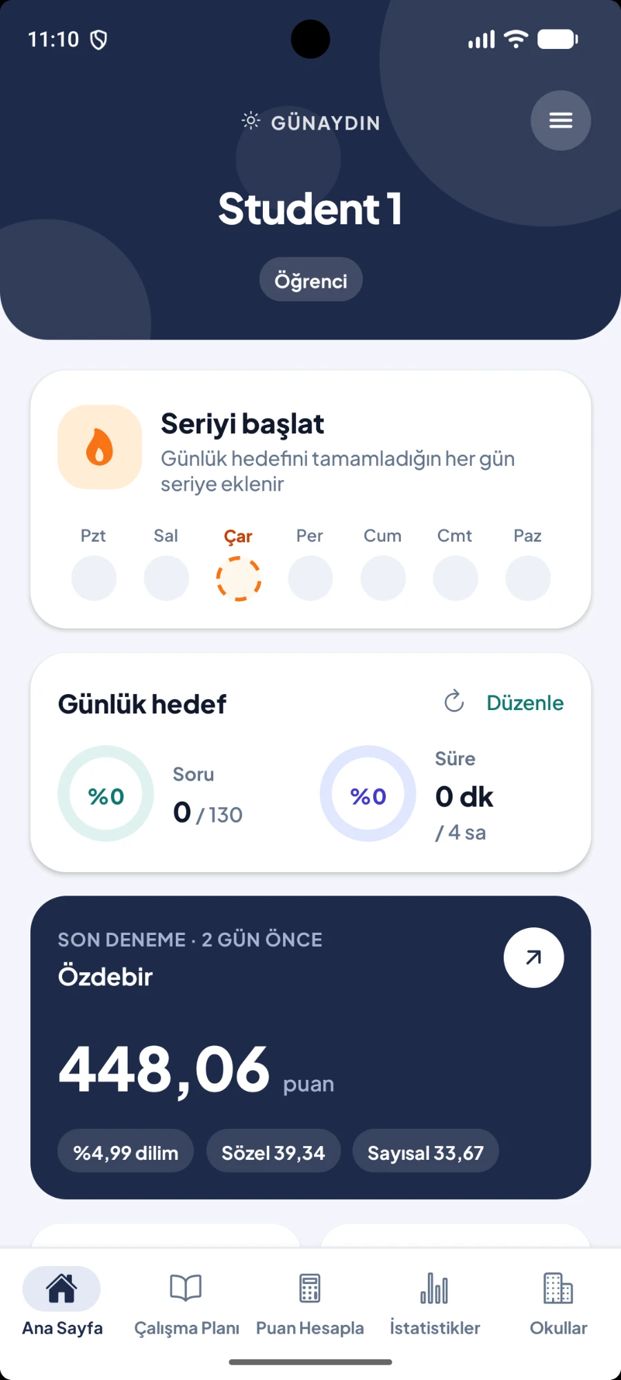 LGS Metrik — günlük hedef ve seri takibi